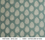 Block Print Cotton Linen Fabric for Gray Boho Tablecloth – Betal Leaf