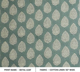 Block Print Cotton Linen Fabric for Gray Boho Tablecloth – Betal Leaf