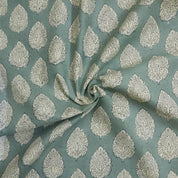 Block Print Cotton Linen Fabric for Gray Boho Tablecloth – Betal Leaf