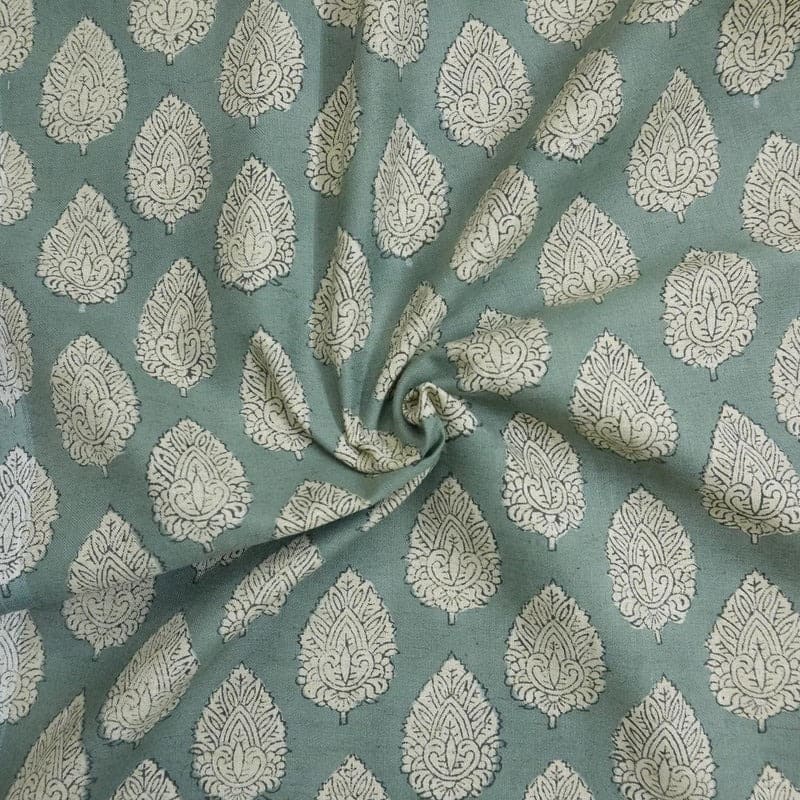 Block Print Cotton Linen Fabric for Gray Boho Tablecloth – Betal Leaf