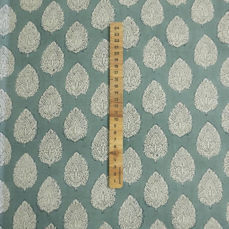 Block Print Cotton Linen Fabric for Gray Boho Tablecloth – Betal Leaf