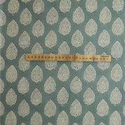 Block Print Cotton Linen Fabric for Gray Boho Tablecloth – Betal Leaf