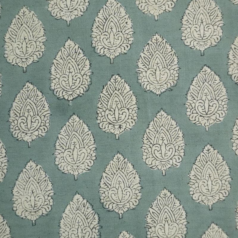 Block Print Cotton Linen Fabric for Gray Boho Tablecloth – Betal Leaf