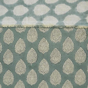 Block Print Cotton Linen Fabric for Gray Boho Tablecloth – Betal Leaf