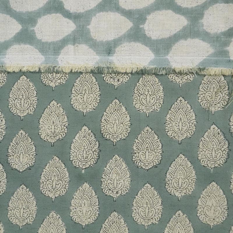 Block Print Cotton Linen Fabric for Gray Boho Tablecloth – Betal Leaf