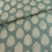 Block Print Cotton Linen Fabric for Gray Boho Tablecloth – Betal Leaf