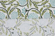 Block Print Dark Khaki Floral Cotton Fabric – Eco & Durable – Meraki