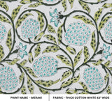 Block Print Dark Khaki Floral Cotton Fabric – Eco & Durable – Meraki