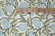 Block Print Dark Khaki Floral Cotton Fabric – Eco & Durable – Meraki