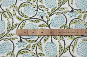 Block Print Dark Khaki Floral Cotton Fabric – Eco & Durable – Meraki