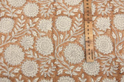 Block Print Duck Canvas Fabric Bronze Beige Floral Curtains – Rajat