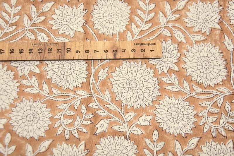 Block Print Duck Canvas Fabric Bronze Beige Floral Curtains – Rajat