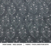 Block Print Dusty Blue Floral Boho Linen Fabric – Neel Gagan