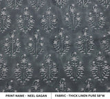 Block Print Dusty Blue Floral Boho Linen Fabric – Neel Gagan