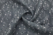 Block Print Dusty Blue Floral Boho Linen Fabric – Neel Gagan