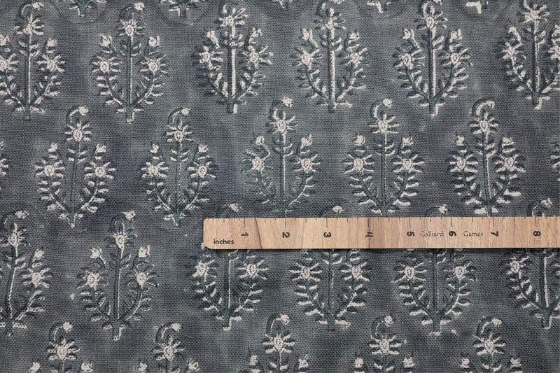 Block Print Dusty Blue Floral Boho Linen Fabric – Neel Gagan