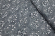 Block Print Dusty Blue Floral Boho Linen Fabric – Neel Gagan