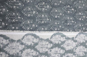 Block Print Dusty Blue Floral Boho Linen Fabric – Neel Gagan