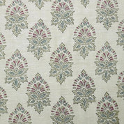 Hand Block Print Fabric Red & Green Linen Sofa - Samraat