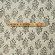 Hand Block Print Fabric Red & Green Linen Sofa - Samraat