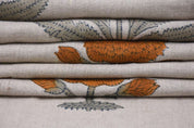 Block Print Gray Bronze Floral Linen Fabric 58" for Pillows – Badshah