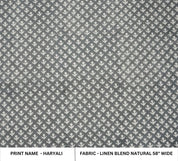 Block Print Gray Linen Fabric Indian Accent for Cushions -Hariyali