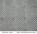 Block Print Gray Linen Fabric Indian Accent for Cushions -Hariyali