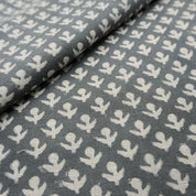 Block Print Gray Linen Fabric Indian Accent for Cushions -Hariyali