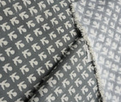 Block Print Gray Linen Fabric Indian Accent for Cushions -Hariyali