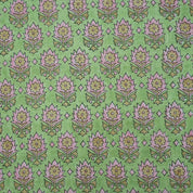 Indian Block Print Green Floral Linen Curtains Fabric - Kusum