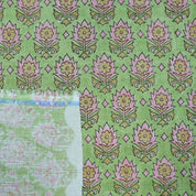 Indian Block Print Green Floral Linen Curtains Fabric - Kusum