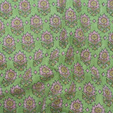 Indian Block Print Green Floral Linen Curtains Fabric - Kusum