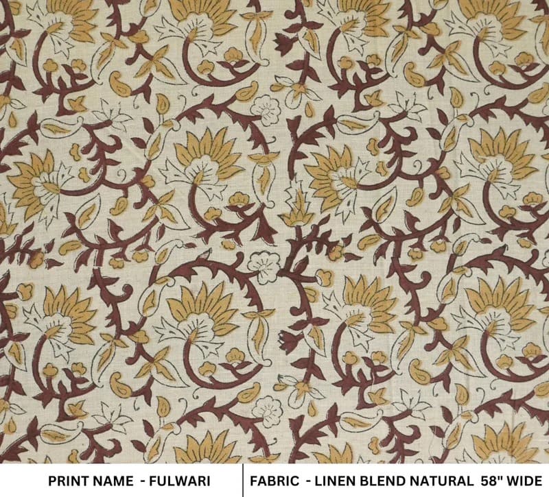 Block Print Handmade Floral Linen Fabric for Couch – Fulwari