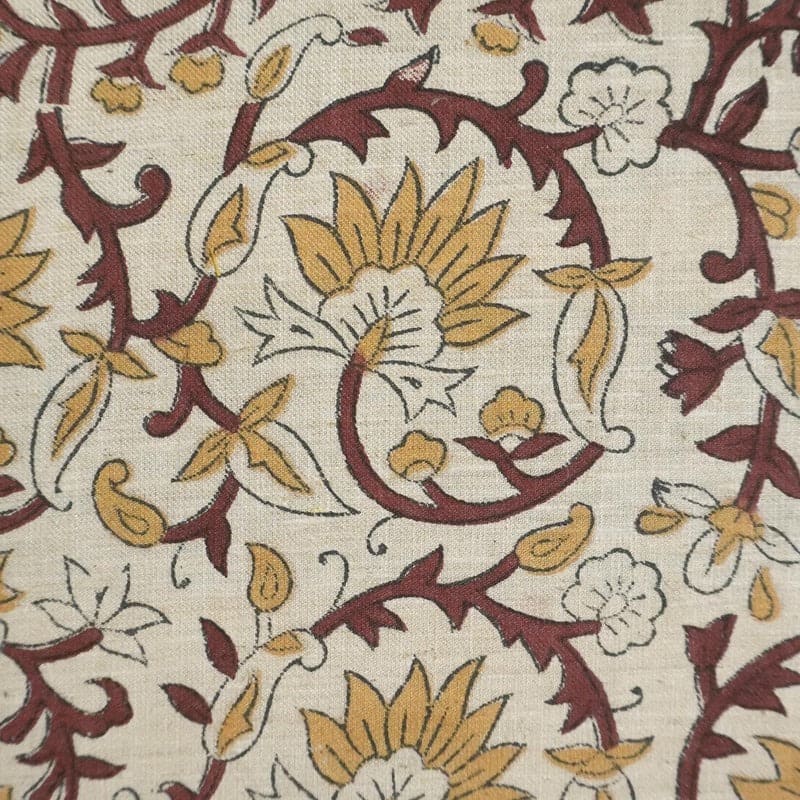 Block Print Handmade Floral Linen Fabric for Couch – Fulwari