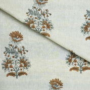 Block Print Handmade Floral Linen Fabric For Curtain – Goverdhan