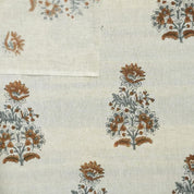 Block Print Handmade Floral Linen Fabric For Curtain – Goverdhan