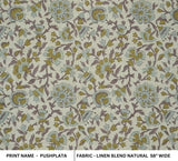 Block Print Handmade Floral Linen Fabric for Cushions- Pushplata