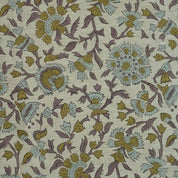 Block Print Handmade Floral Linen Fabric for Cushions- Pushplata