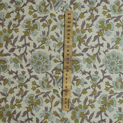 Block Print Handmade Floral Linen Fabric for Cushions- Pushplata