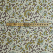 Block Print Handmade Floral Linen Fabric for Cushions- Pushplata