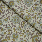 Block Print Handmade Floral Linen Fabric for Cushions- Pushplata