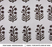 Block Print Linen Black Silver Fabric Indian Upholstery - Inderdhanush