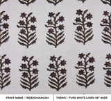 Block Print Linen Black Silver Fabric Indian Upholstery - Inderdhanush