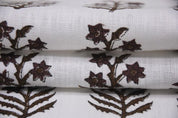 Block Print Linen Black Silver Fabric Indian Upholstery - Inderdhanush
