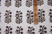 Block Print Linen Black Silver Fabric Indian Upholstery - Inderdhanush