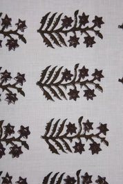 Block Print Linen Black Silver Fabric Indian Upholstery - Inderdhanush