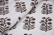 Block Print Linen Black Silver Fabric Indian Upholstery - Inderdhanush
