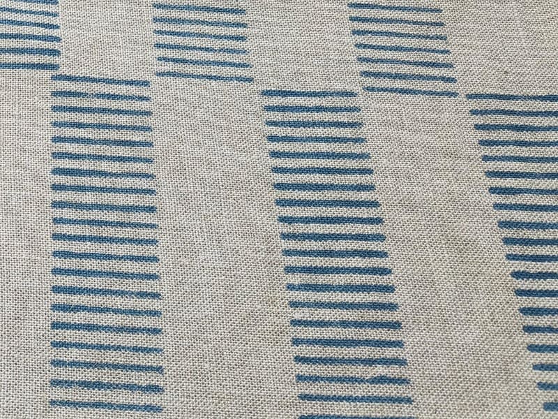Block Print Linen Fabric Viscose Shrink Blue Gray - Zebra