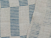 Block Print Linen Fabric Viscose Shrink Blue Gray - Zebra