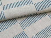 Block Print Linen Fabric Viscose Shrink Blue Gray - Zebra